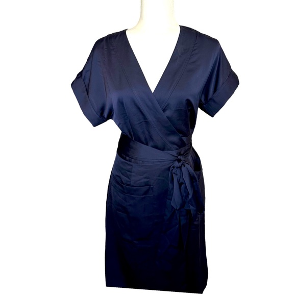 J CREW Short Sleeve Navy Blue Wrap Dress. Size S - Picture 6 of 14